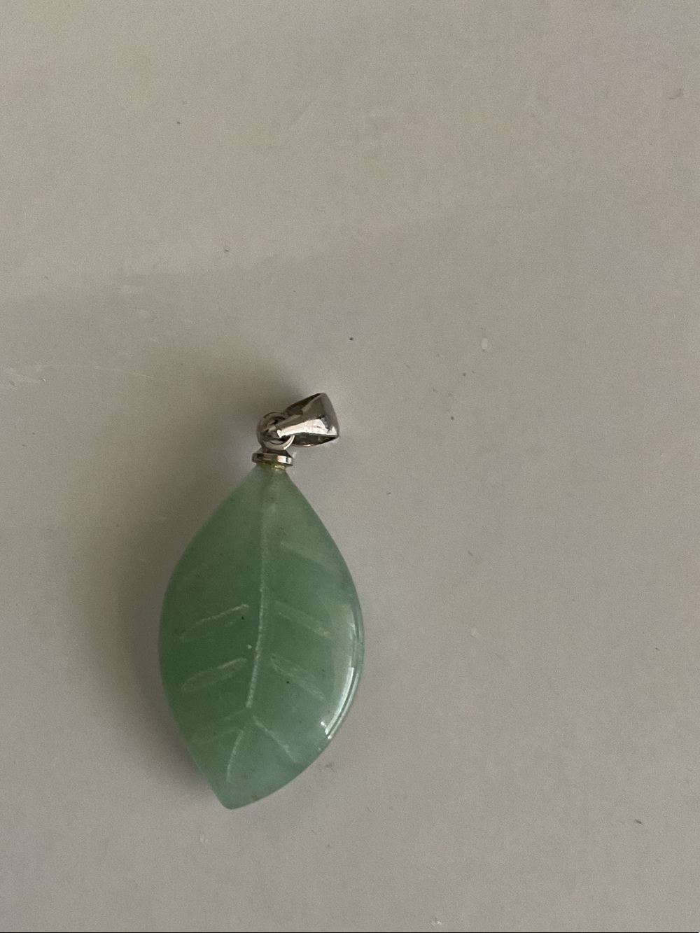Sterling Silver Green Aventurine Leaf Pendant